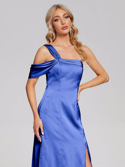 Raelyn One Shoulder Side Slit Soft Satin Bridesmaid Dress