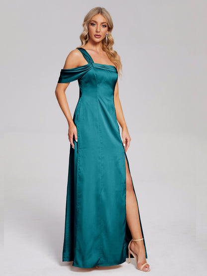 Raelyn One Shoulder Side Slit Soft Satin Bridesmaid Dress