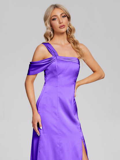 Raelyn One Shoulder Side Slit Soft Satin Bridesmaid Dress