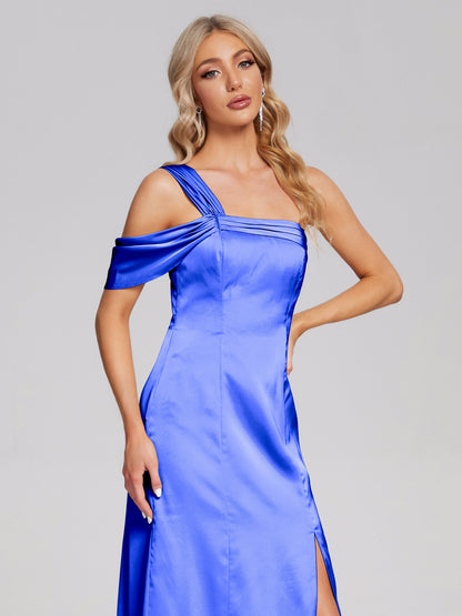 Raelyn One Shoulder Side Slit Soft Satin Bridesmaid Dress