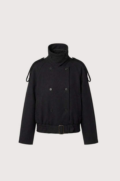 SHORT DOUBLE-BREASTED FUNNEL NECK TRENCH COAT