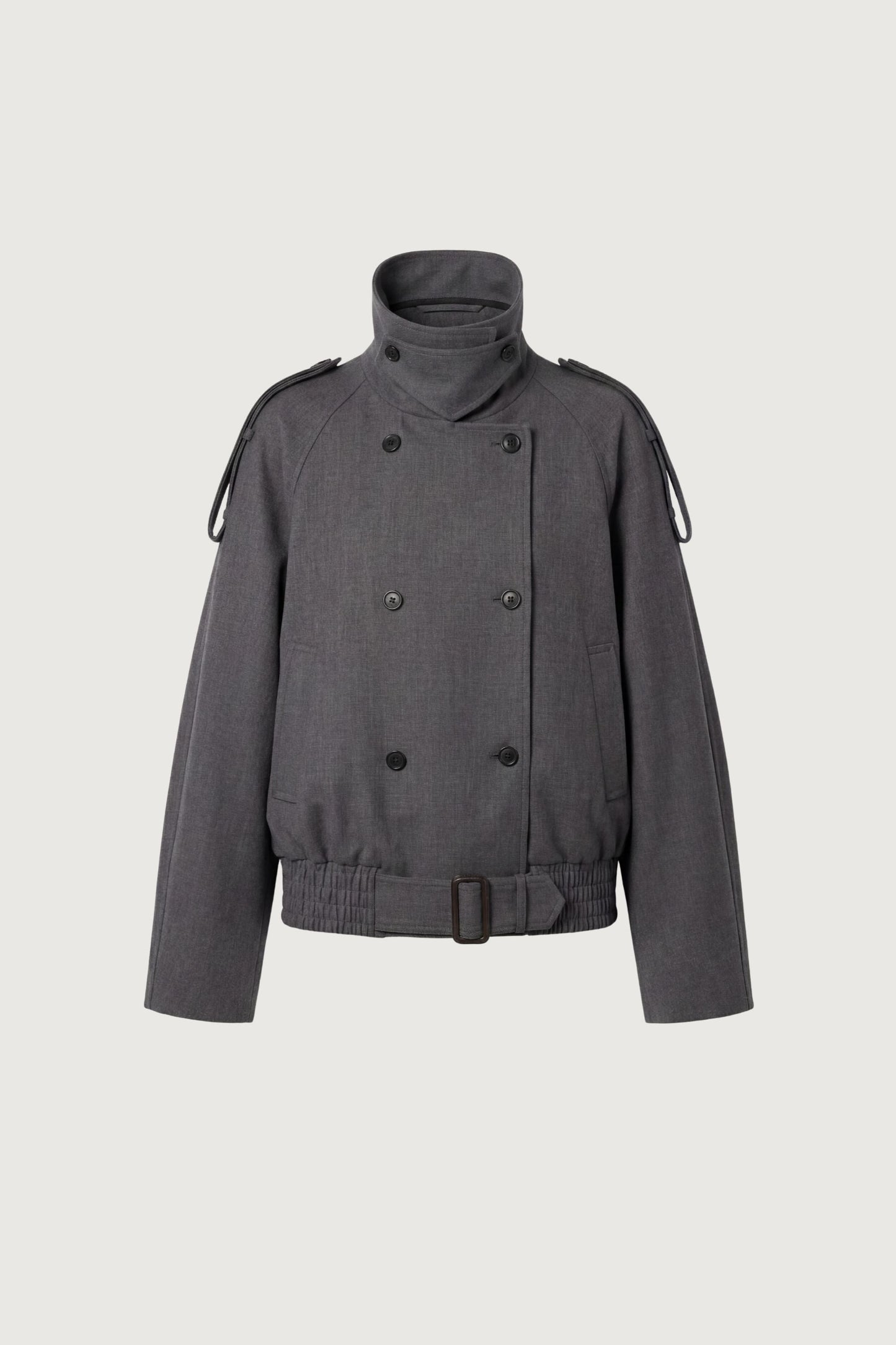 SHORT DOUBLE-BREASTED FUNNEL NECK TRENCH COAT