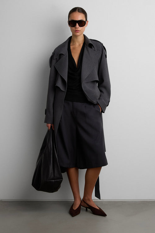 BELTED FUNNEL TRENCH COAT