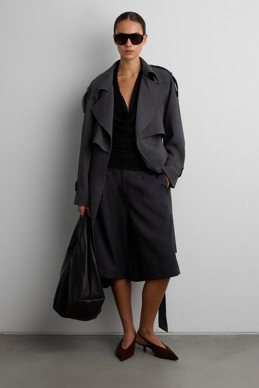 BELTED FUNNEL TRENCH COAT