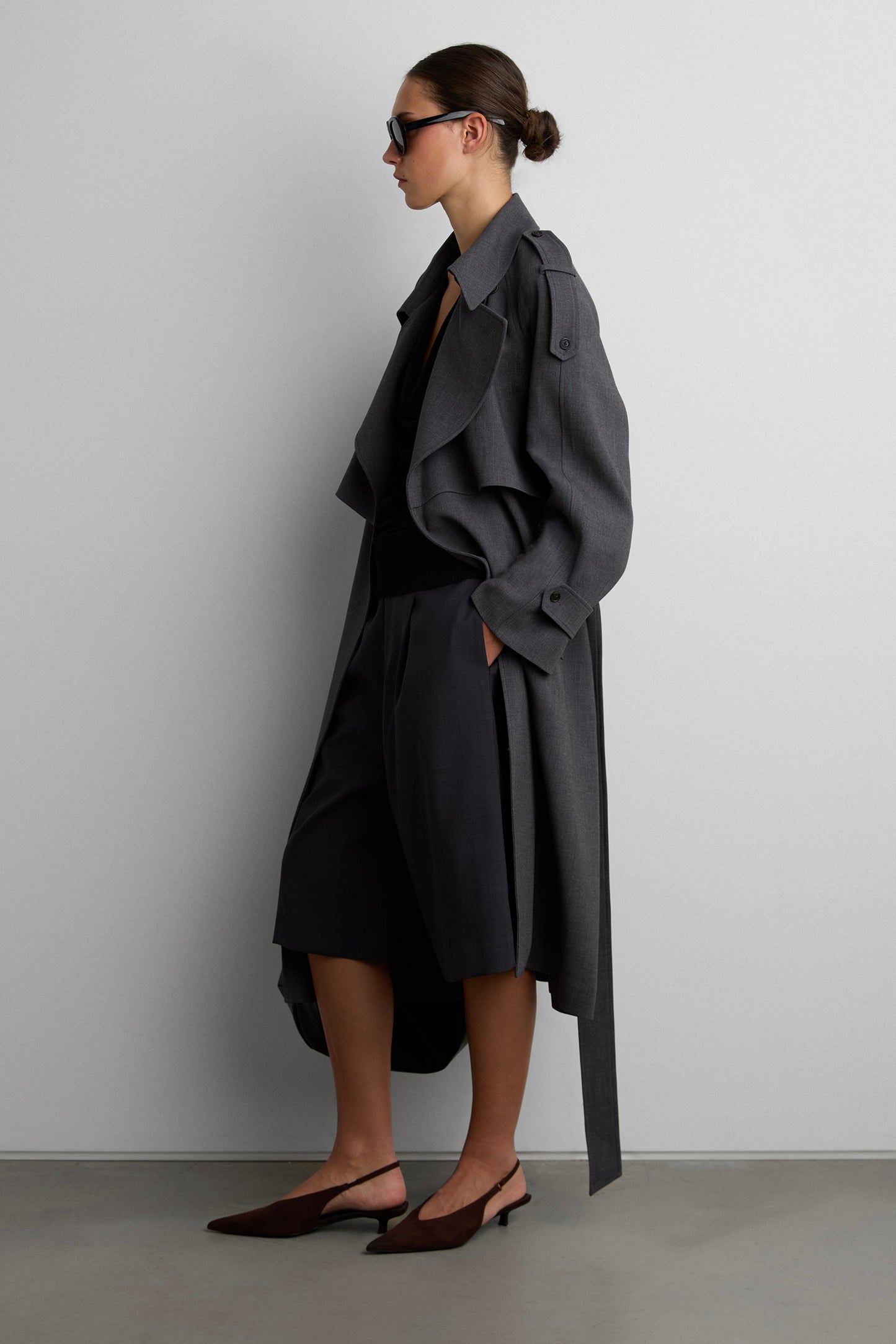 BELTED FUNNEL TRENCH COAT