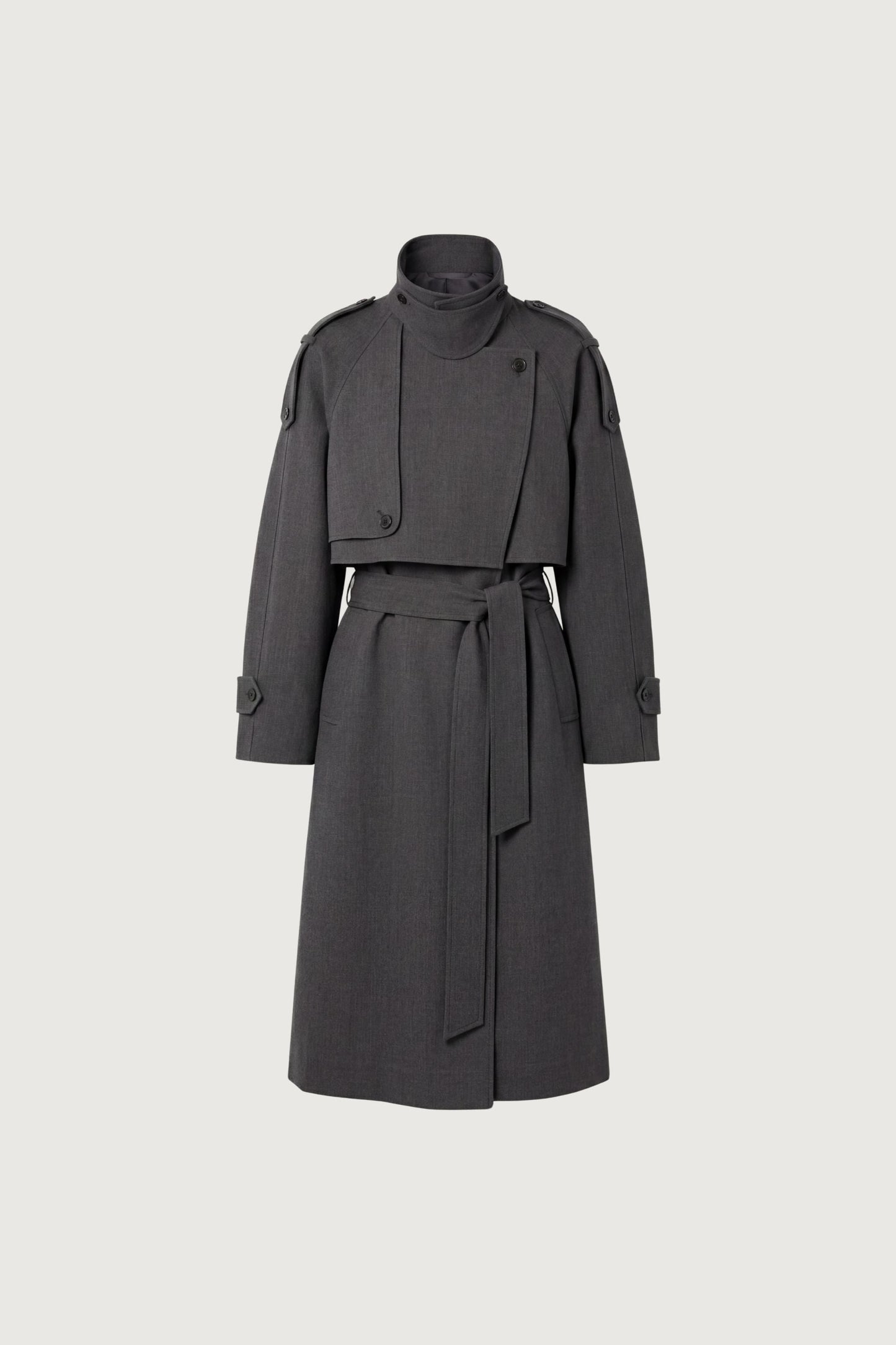 BELTED FUNNEL TRENCH COAT