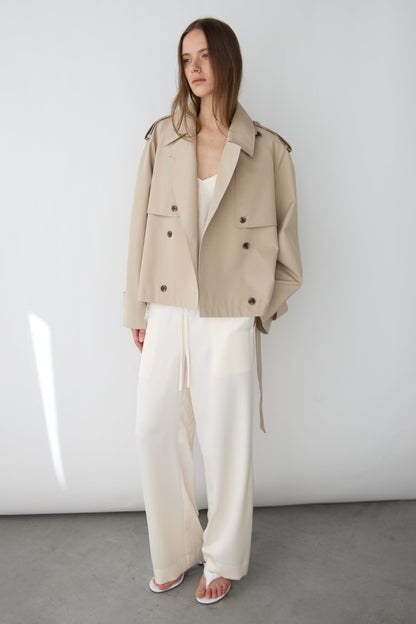 NEW SHORT BELTED TRENCH COAT