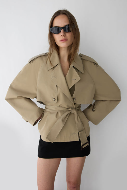 NEW SHORT BELTED TRENCH COAT
