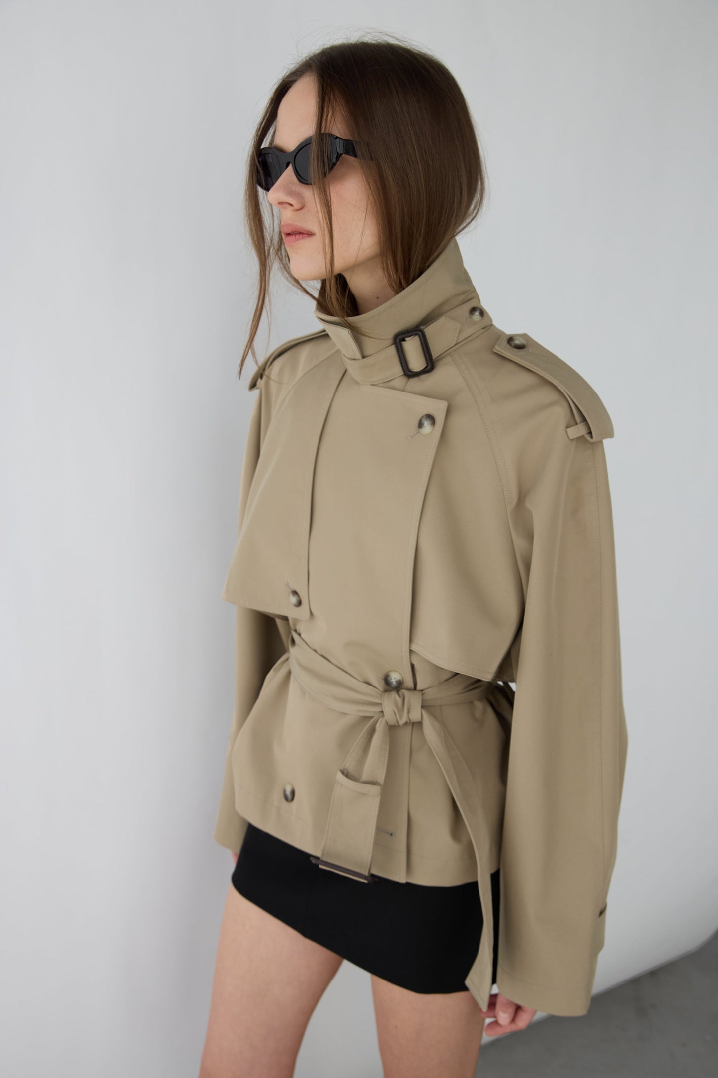 NEW SHORT BELTED TRENCH COAT