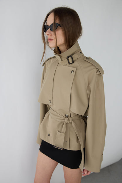 NEW SHORT BELTED TRENCH COAT