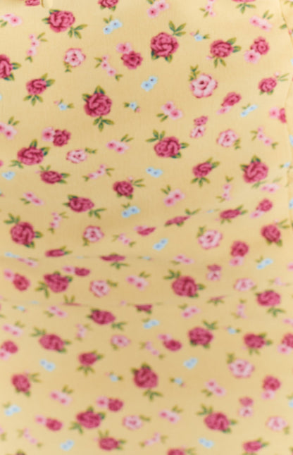 Paloma Yellow Floral Midi Dress