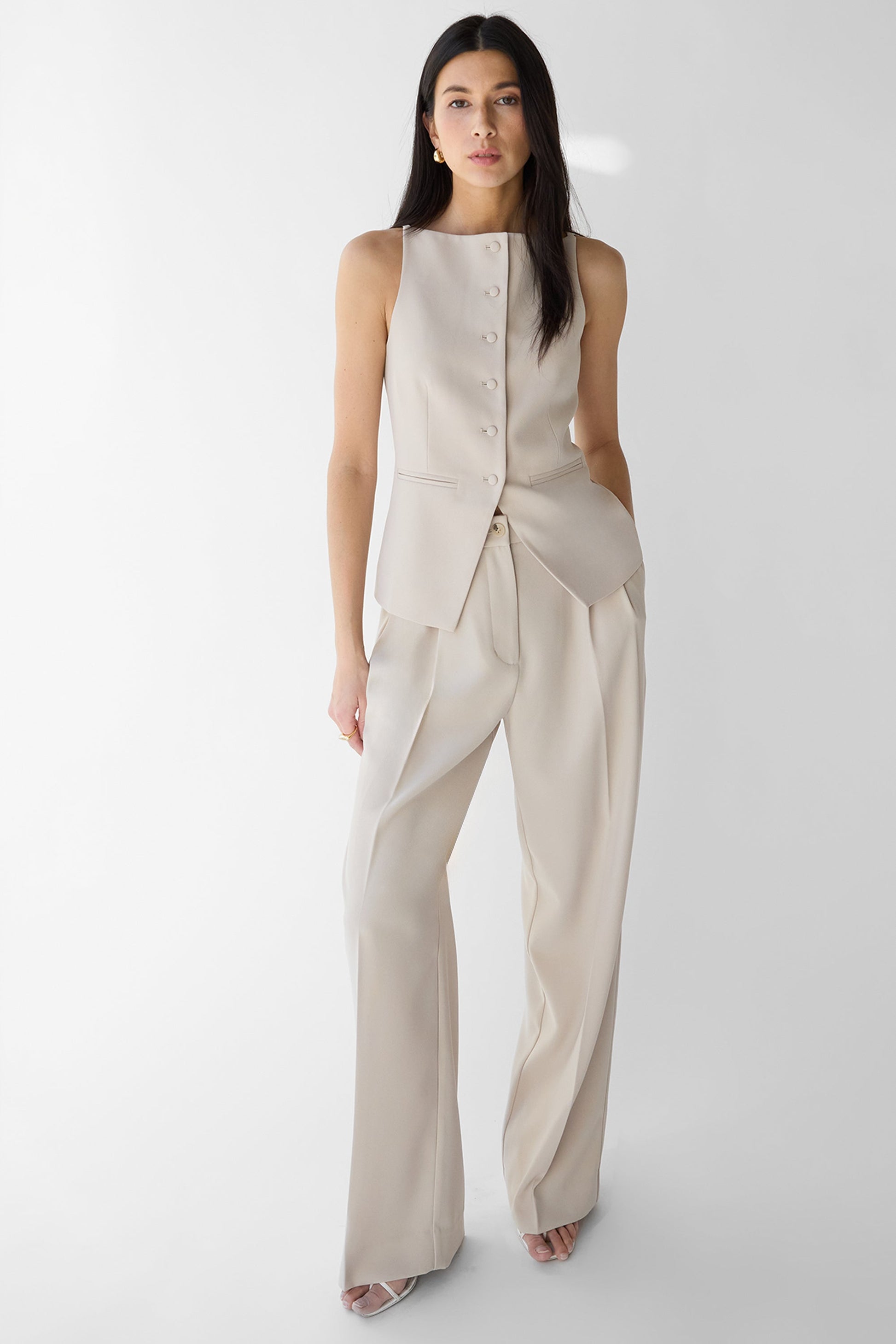 DOUBLE PLEATED WIDE LEG PANT