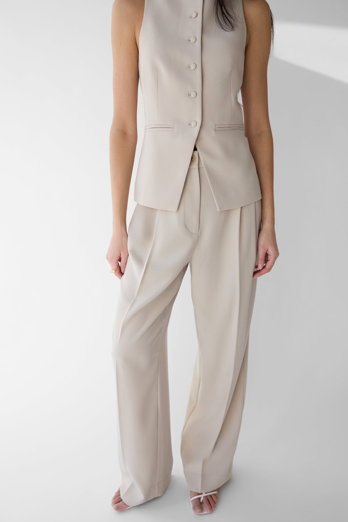 DOUBLE PLEATED WIDE LEG PANT