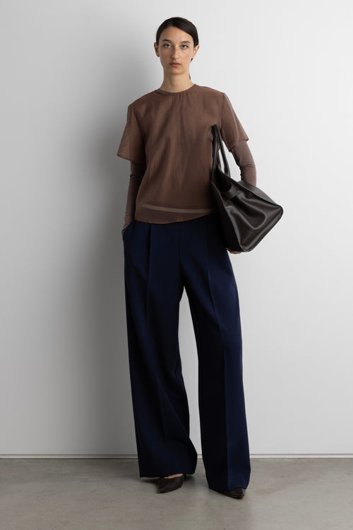 STRIPED ELASTICATED WAIST STRAIGHT LEG PANT