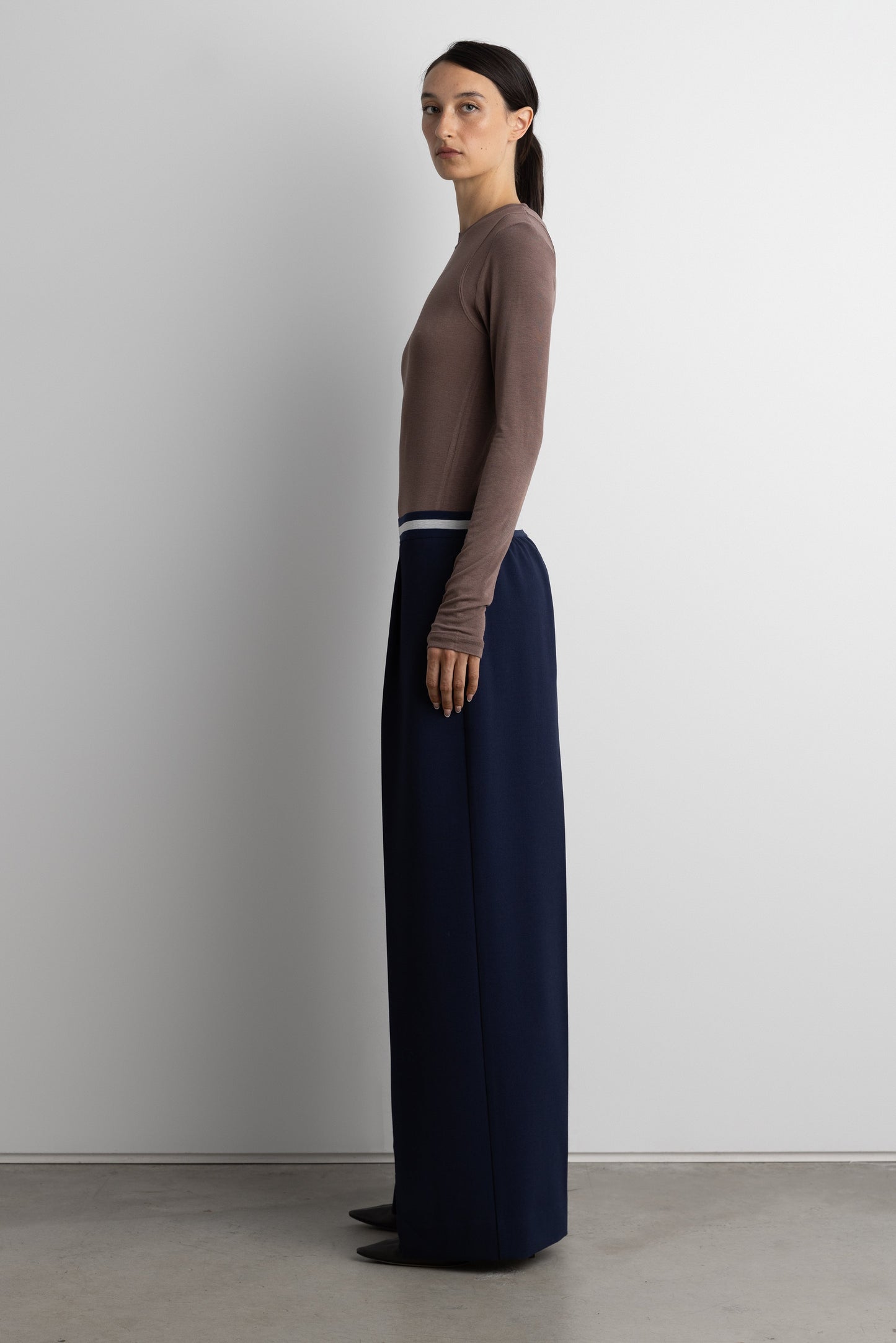 STRIPED ELASTICATED WAIST STRAIGHT LEG PANT