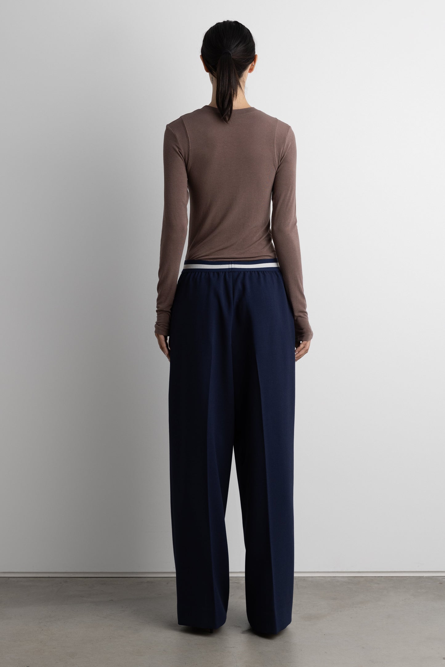 STRIPED ELASTICATED WAIST STRAIGHT LEG PANT