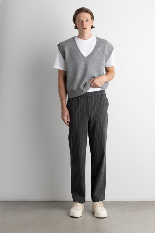 PINSTRIPE ELASTIC WAIST DRESS PANT
