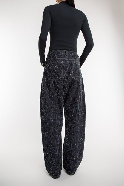 BOUCLE TEXTURED BARREL JEAN