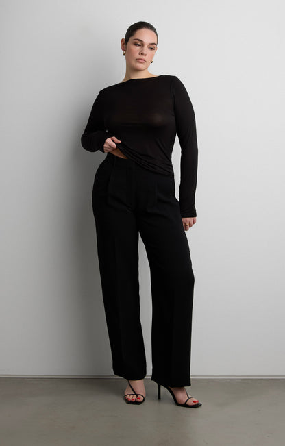 CREPE WIDE LEG TAILORED TROUSER
