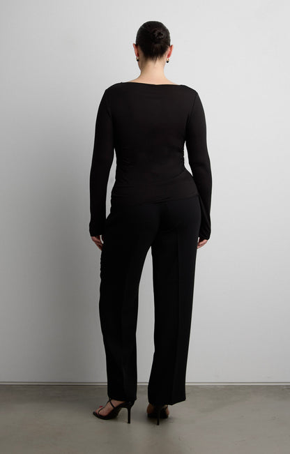 CREPE WIDE LEG TAILORED TROUSER