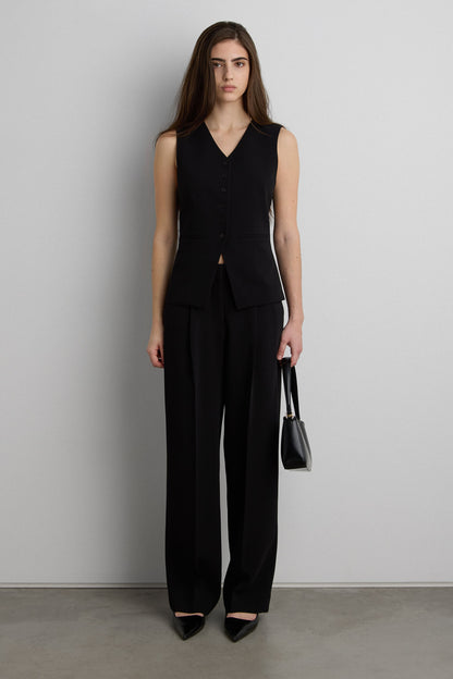 CREPE WIDE LEG TAILORED TROUSER