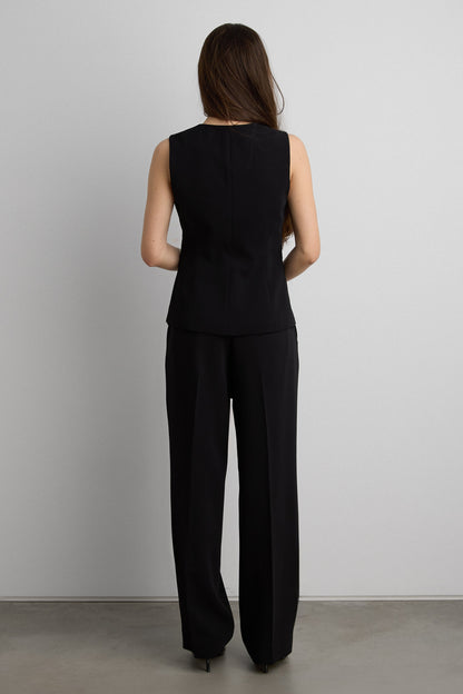 CREPE WIDE LEG TAILORED TROUSER