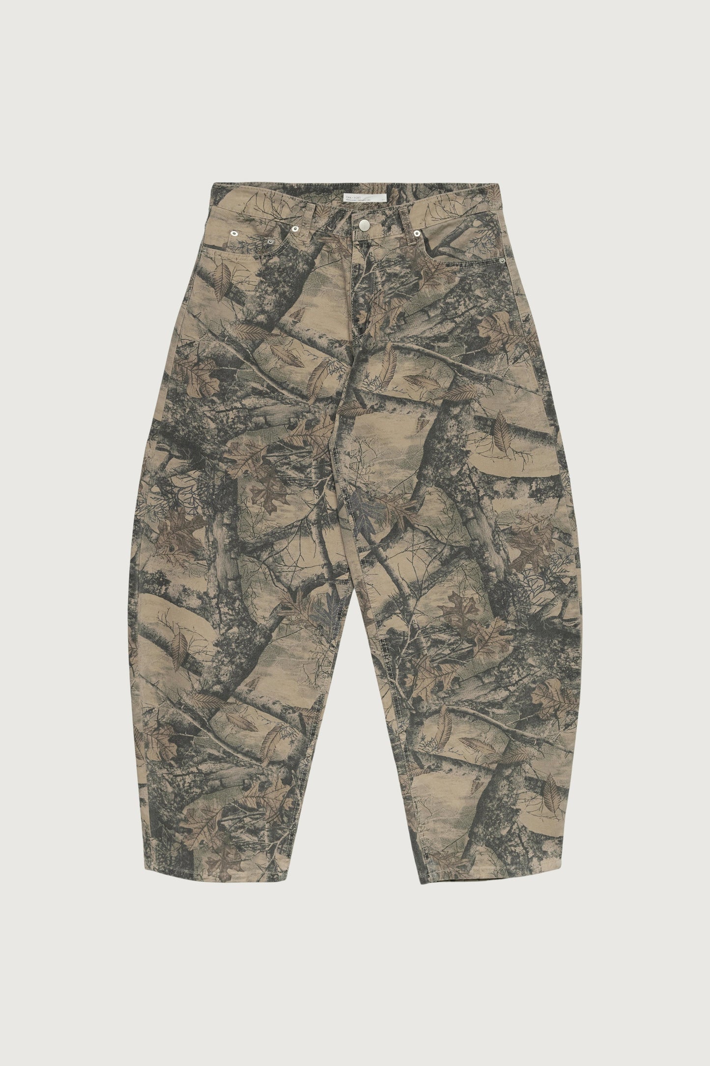 CAMO PRINT BARREL LEG PANT