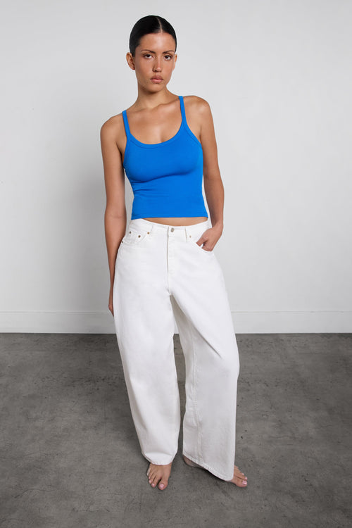 WHITE STRAIGHT LEG JEAN WITH BACK DETAIL
