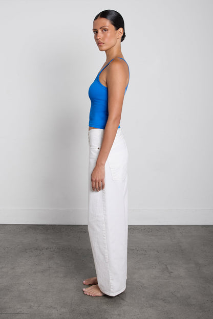 WHITE STRAIGHT LEG JEAN WITH BACK DETAIL