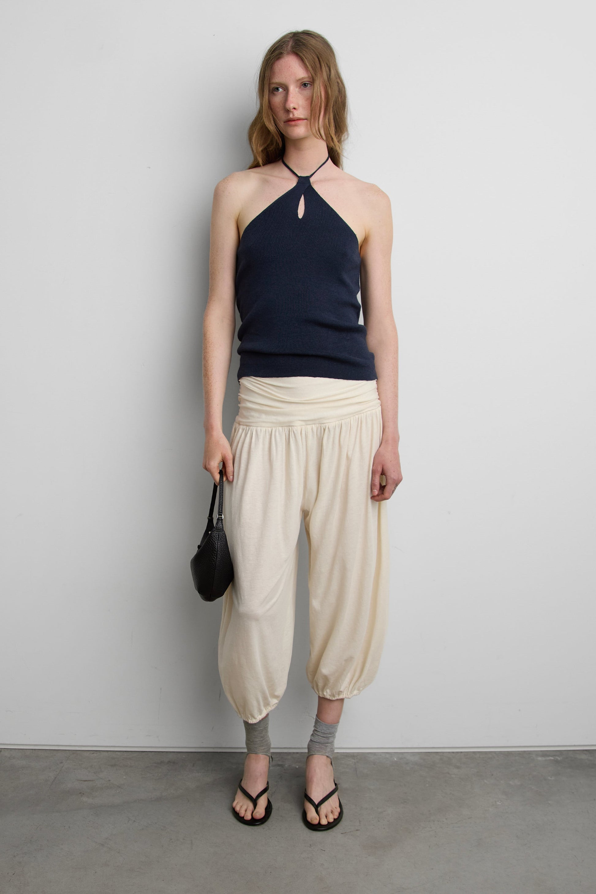 SHIRRED FOLDOVER WAIST PANTS