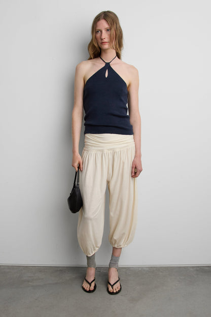 SHIRRED FOLDOVER WAIST PANTS