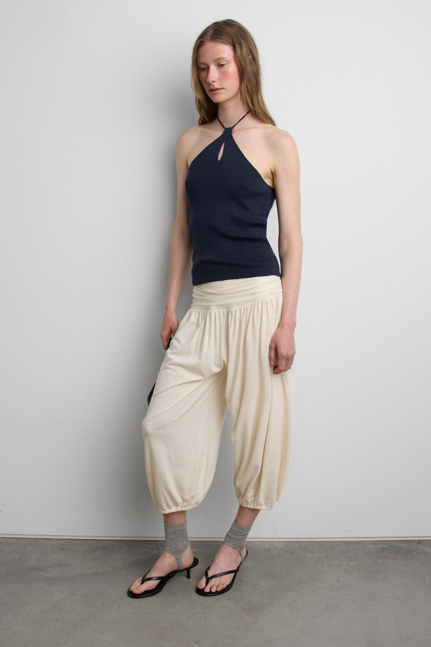 SHIRRED FOLDOVER WAIST PANTS
