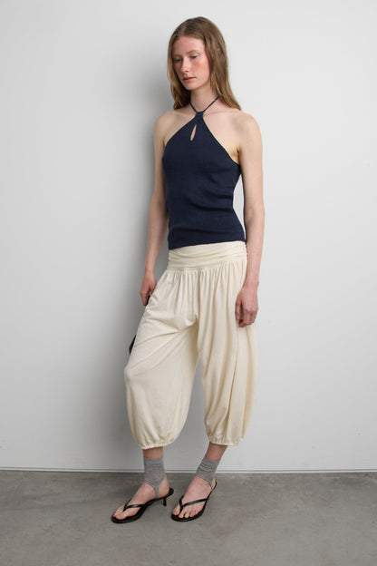 SHIRRED FOLDOVER WAIST PANTS