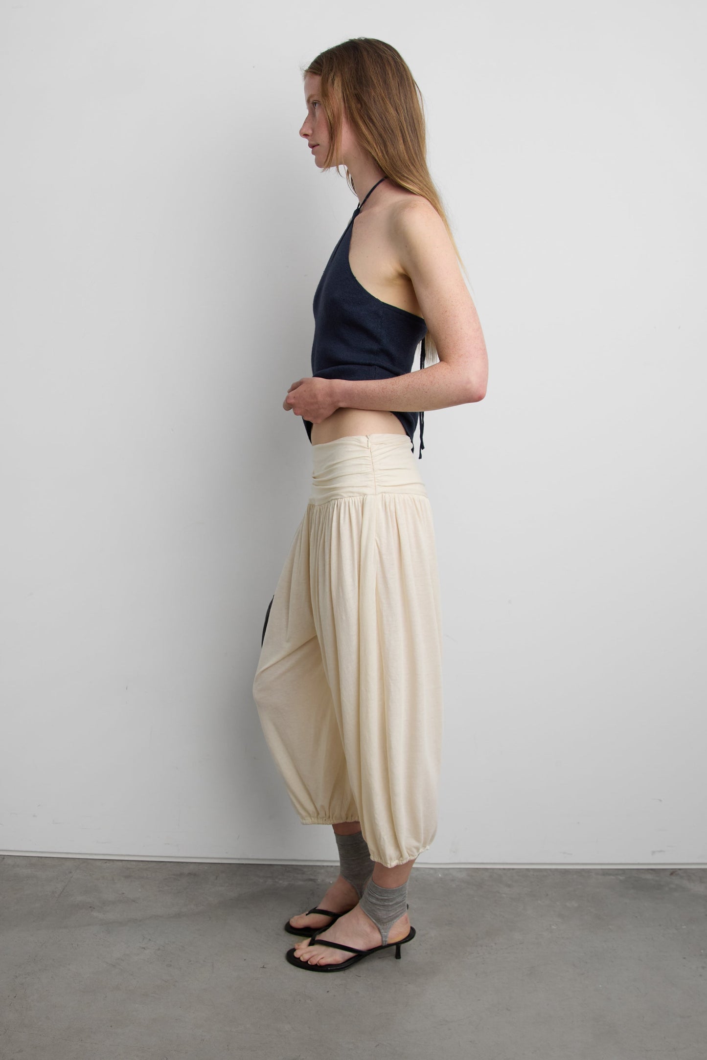 SHIRRED FOLDOVER WAIST PANTS