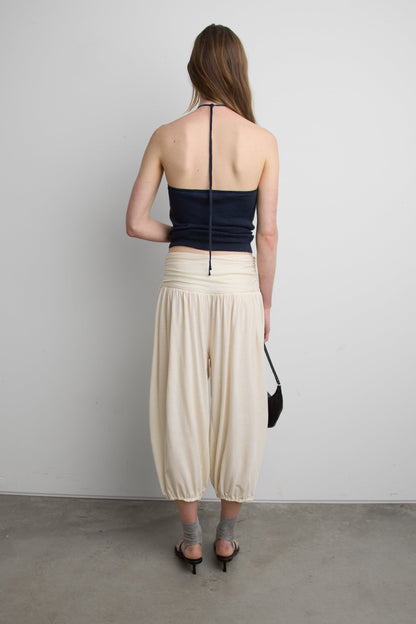 SHIRRED FOLDOVER WAIST PANTS