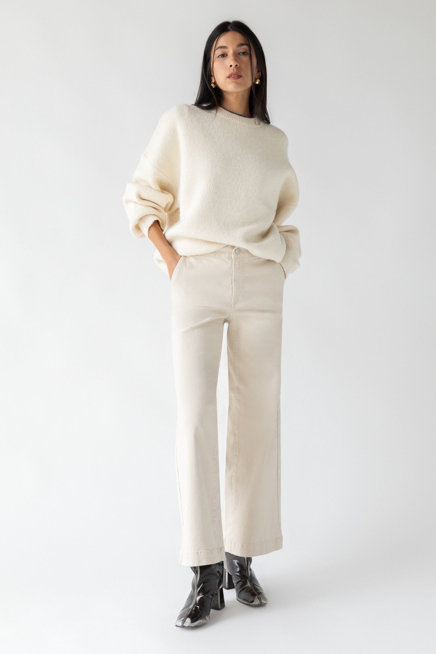 LONG LENGTH TWILL WIDE LEG PANT