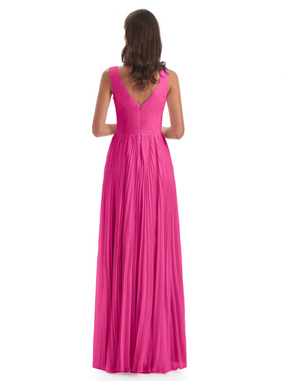 Kenya V-neck Split Chiffon Long Bridesmaid Dresses
