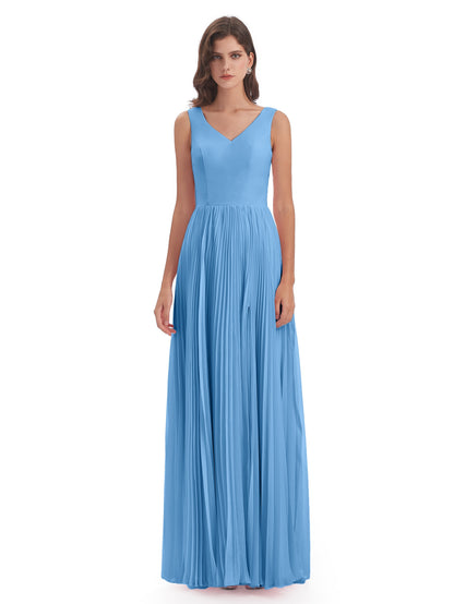 Kenya V-neck Split Chiffon Long Bridesmaid Dresses