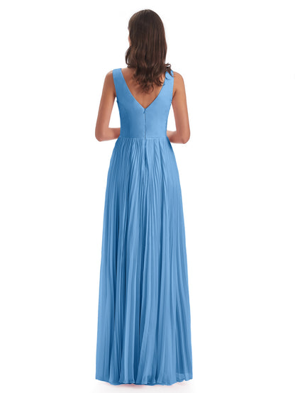 Kenya V-neck Split Chiffon Long Bridesmaid Dresses