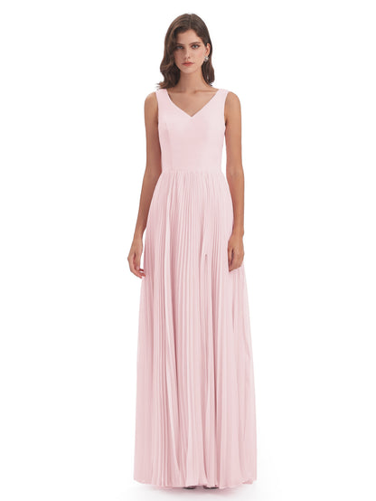 Kenya V-neck Split Chiffon Long Bridesmaid Dresses