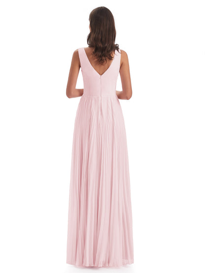 Kenya V-neck Split Chiffon Long Bridesmaid Dresses