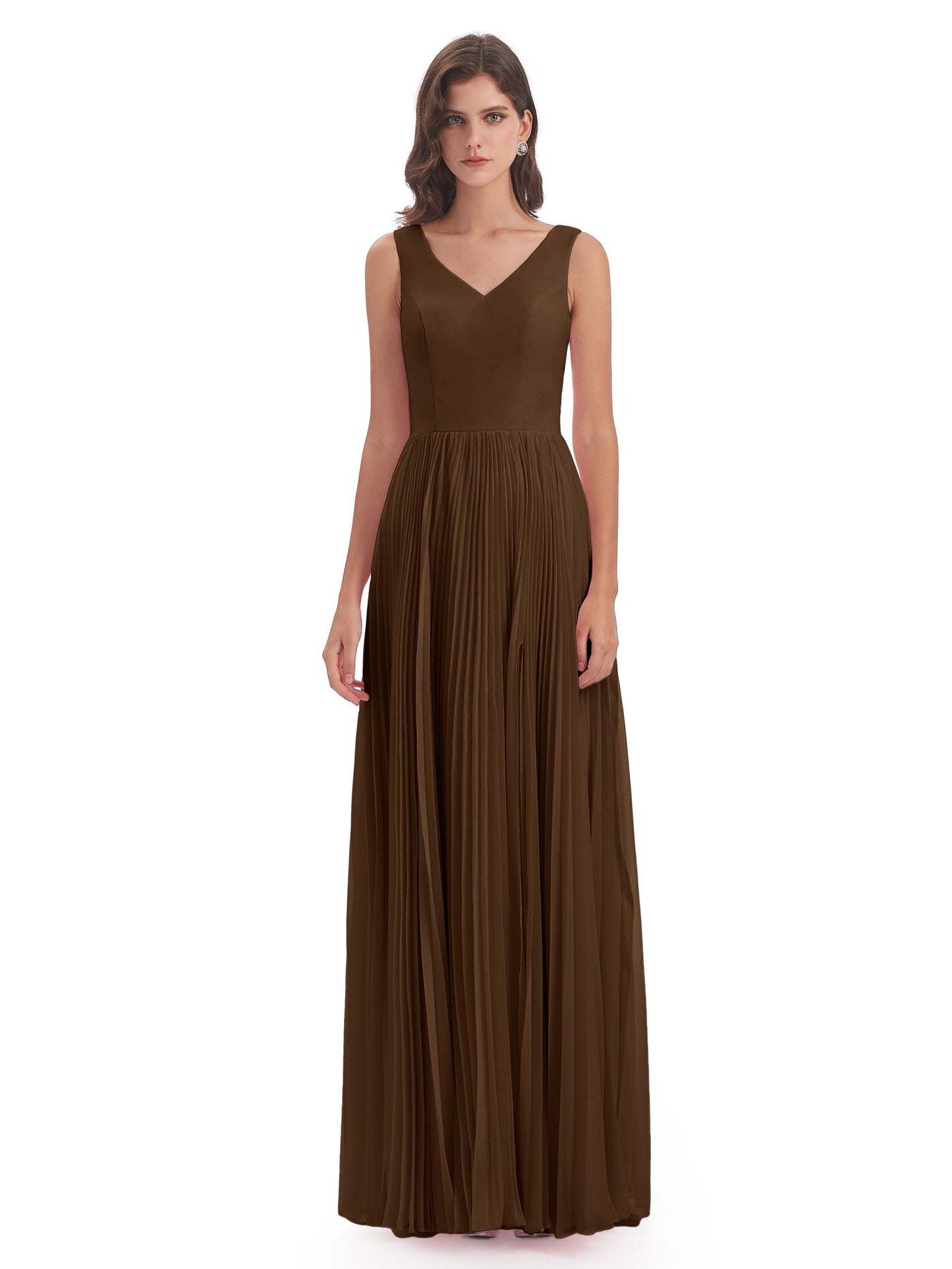 Kenya V-neck Split Chiffon Long Bridesmaid Dresses