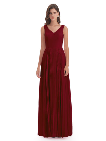 Kenya V-neck Split Chiffon Long Bridesmaid Dresses