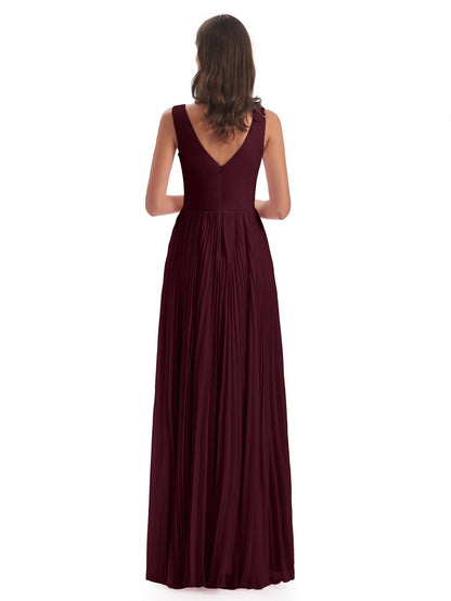Kenya V-neck Split Chiffon Long Bridesmaid Dresses