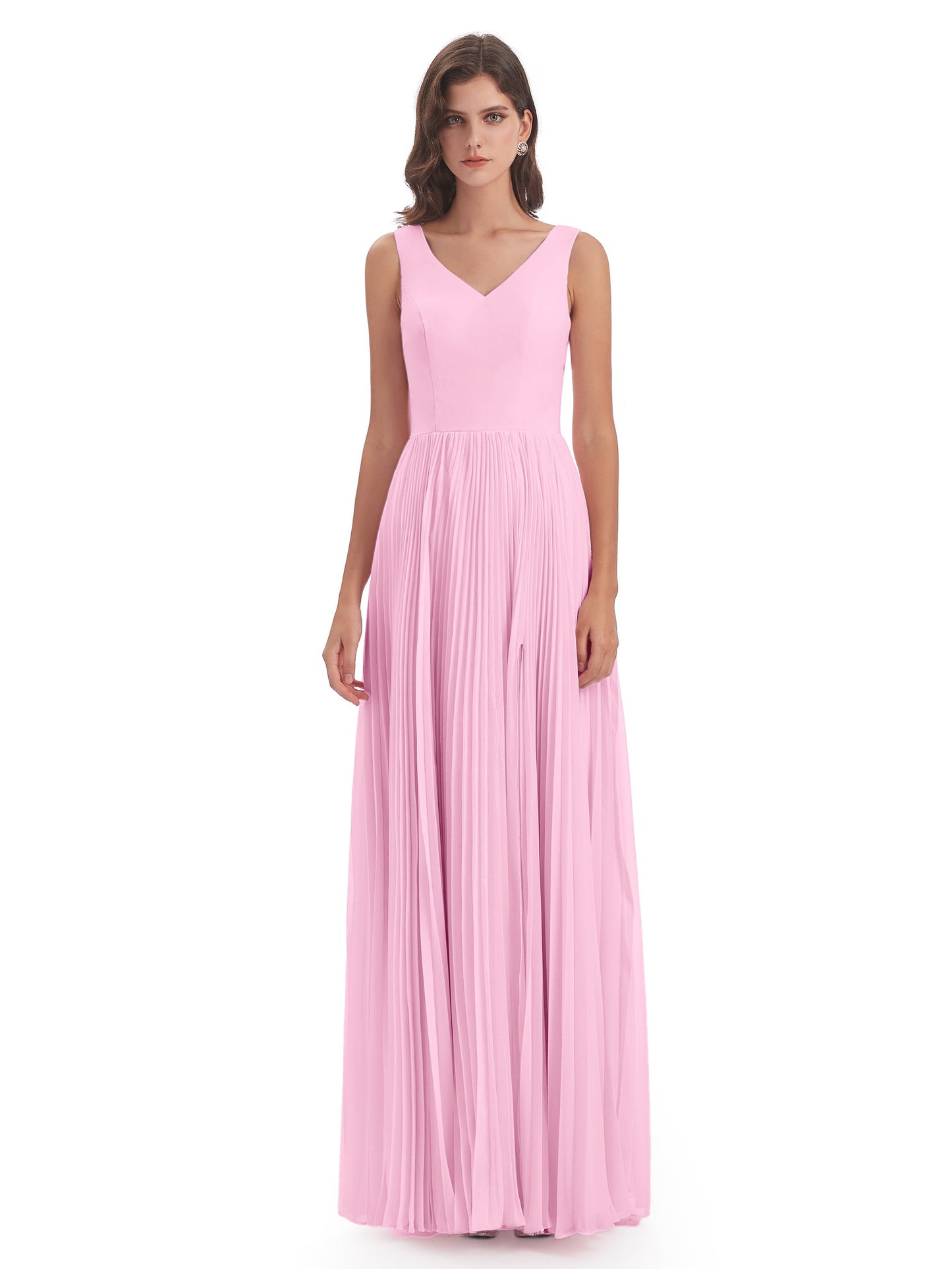 Kenya V-neck Split Chiffon Long Bridesmaid Dresses