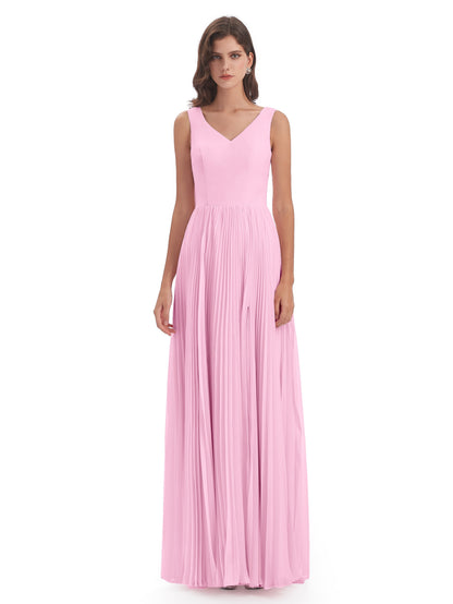Kenya V-neck Split Chiffon Long Bridesmaid Dresses