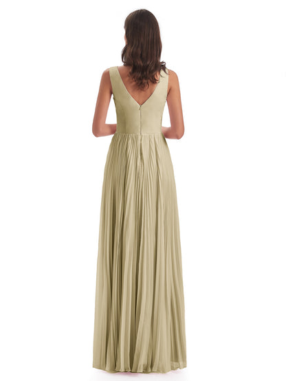 Kenya V-neck Split Chiffon Long Bridesmaid Dresses