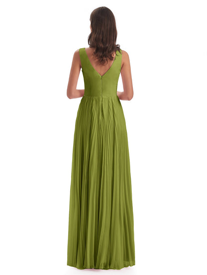 Kenya V-neck Split Chiffon Long Bridesmaid Dresses