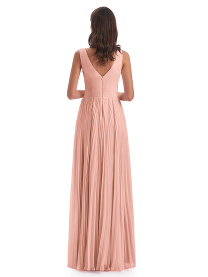 Kenya V-neck Split Chiffon Long Bridesmaid Dresses