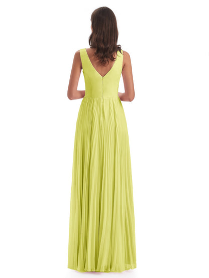 Kenya V-neck Split Chiffon Long Bridesmaid Dresses